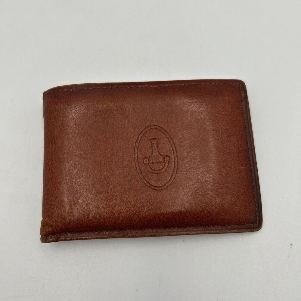 Vintage Di Lido Laredo Cowhide Mens Bifold Wallet Embossed Leather Cognac Brown